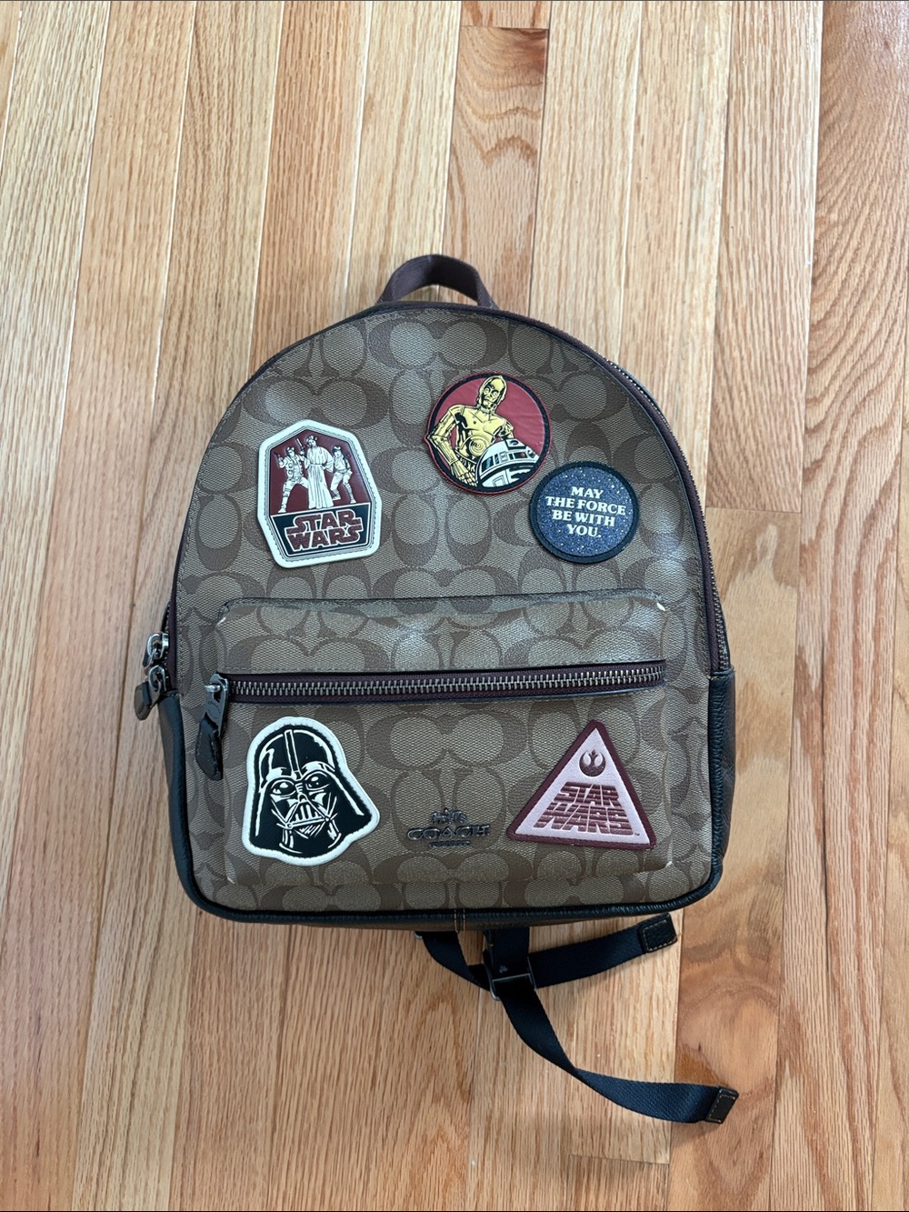 Coach Brown Signature Star Wars Patch Mini Backpack with Black Accents